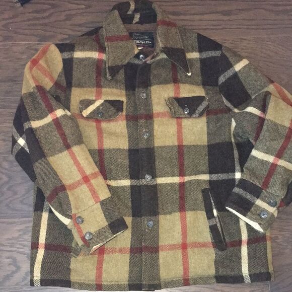 Vintage Maine Plaid Sherpa lined Sears Retro Hipster lumberjack Shirt Jacket 44 - Picture 5 of 6